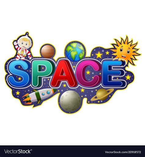 Illustration Of Font Design For Word Space With Astronaut Download A