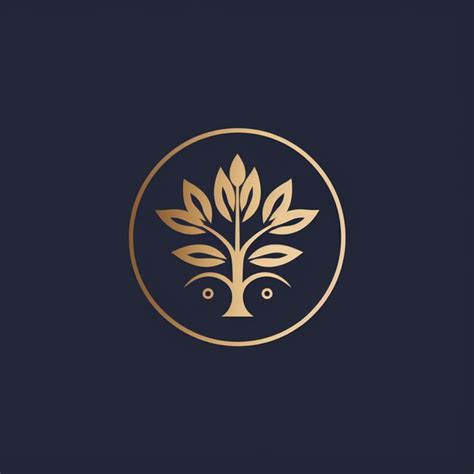 Premium Ai Image A Close Up Of A Gold Tree Logo On A Dark Background