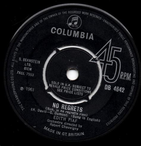 Edith Piaf No Regrets 1961 Black Labels Vinyl Discogs