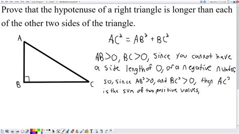 Proving The Hypotenuse Is The Longest Side Of A Right Triangle Youtube