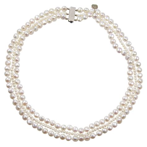 3 Strand Mixed Pearl Necklace In White With Images Cultured