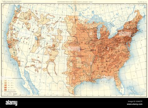 Usa Population Distribution 1900 1900 Antique Map Stock Photo Alamy