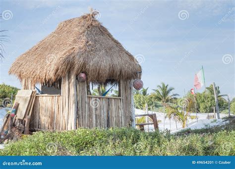 Thatched Beach Hut Stock Image Image Of Tourist Construction 49654201