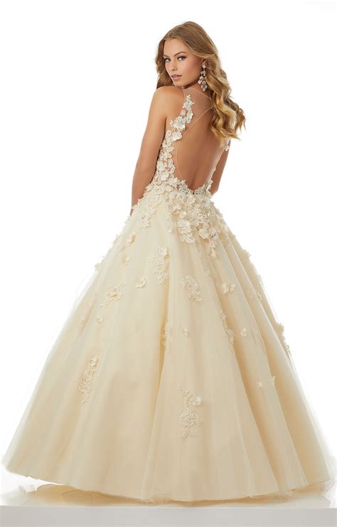 Mori Lee Prom 42026 V Neck Tulle Ball Gown Prom Dress