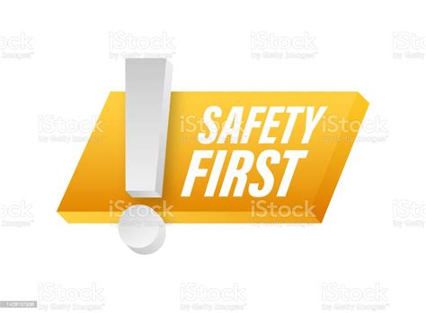 Tanda Perisai Safety First Kesehatan Dan Keselamatan Ilustrasi Stok