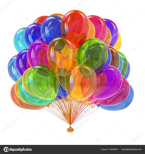 Colorful Party Balloon Glossy Multicolor Helium Balloons Bunch Birthday