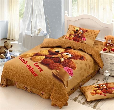 teddy bear cartoon baby bedding set kids twin size