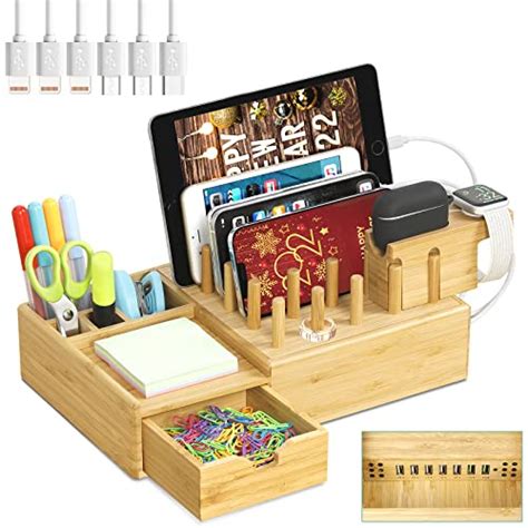 Bamboo Charging Station For Multiple Devices Darfoo Wood Charging