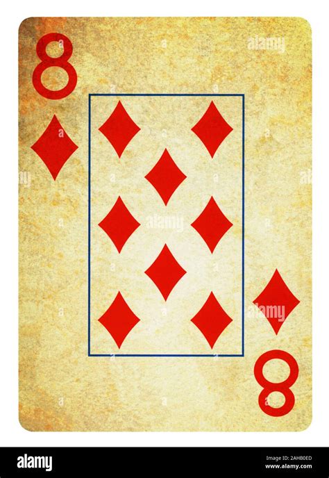 Eight Of Diamonds Vintage Playing Card Isolated On White Clipping