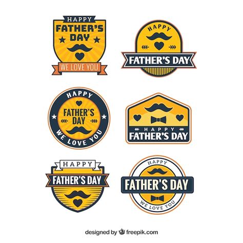 Free Vector Fathers Day Labels Collection With Different Elements