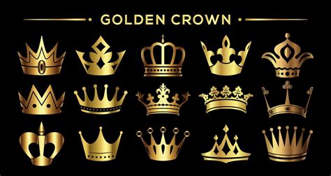 Royal Golden Crown On Black Background Stock Vector Illustration