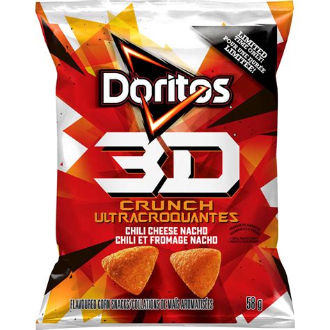 Ada puluhan rasa chip tortilla doritos, dan fakta nutrisi sedikit berbeda di antara rasa ini. Doritos 3D Crunch Chili Cheese Nacho Flavoured Corn Snacks ...
