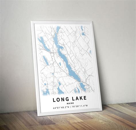 Printable Map Of Long Lake Maine United States Instant Etsy