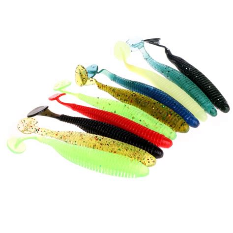 Pcs Set Fishing Lures Worm Soft Silicone T Tail Swimming Bass Bait