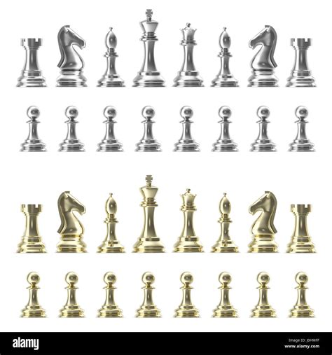 Silver And Gold Set Of Icons For Chess On White Background
