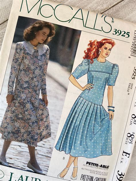Vintage Laura Ashley Drop Waist Tea Dress Sewing Pattern Etsy Uk