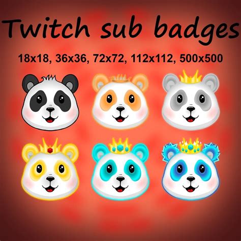 Panda Twitch Sub Badges Subscriber Badge Bit Badges Cute Etsy