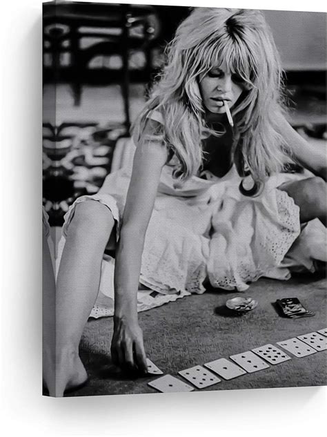Smileartdesign Sexy Actress Brigitte Bardot Playing Cards And Smoking Black And