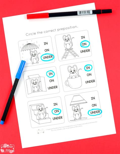preschool preposition worksheet  kindergarten preschool  worksheets