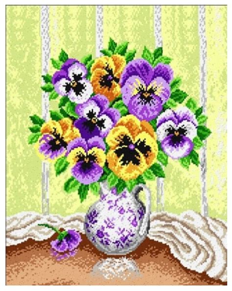 Free shipping on all orders over $35. Pansies cross stitch free pattern | DIY 100 Ideas