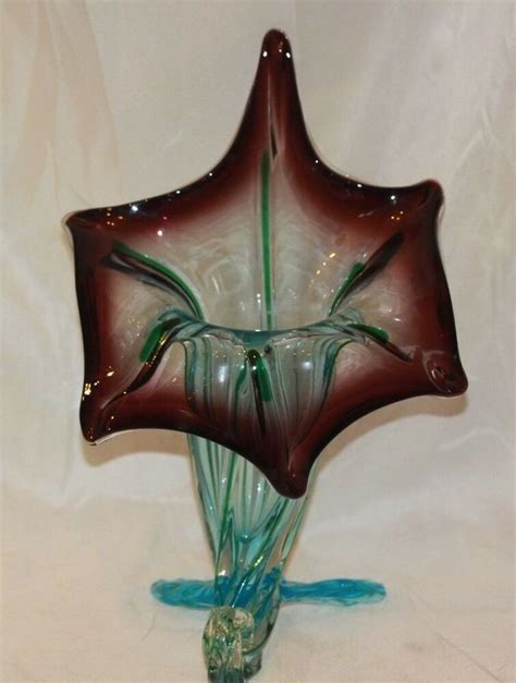 Jack In The Pulpit Art Glass Colorful Footed Vase 13 Murano Very Large