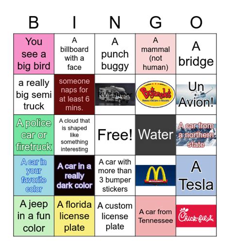 Car Bingo Card