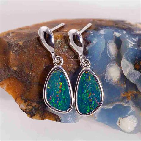 Great Enchantment Sterling Silver Genuine Australian Opal Drop Earrings