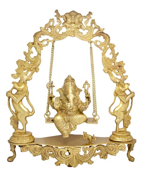 Brass Statue Ganesha On Jhula Swing Idol For Home Mandir Etsy