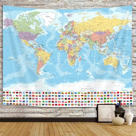 Buy World Map Tapestry Wall Hanging Map Of The World With National