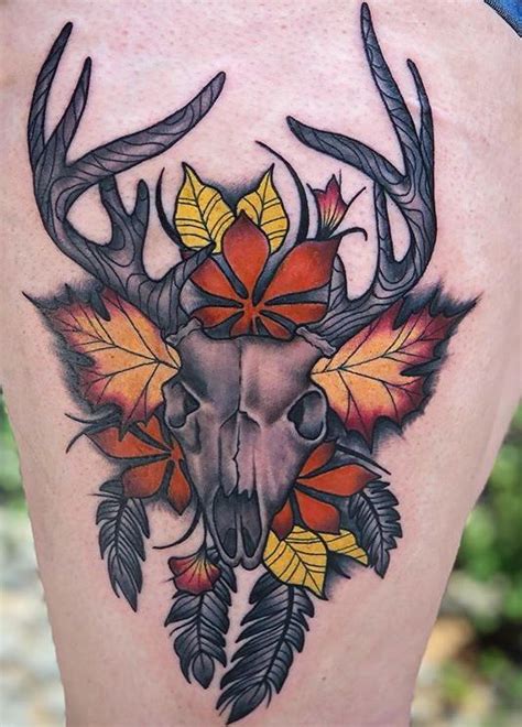 Deer antler heart tattoo design. Deer Skull Tattoos - Ideas, Designs & Meaning - Tattoo Me Now