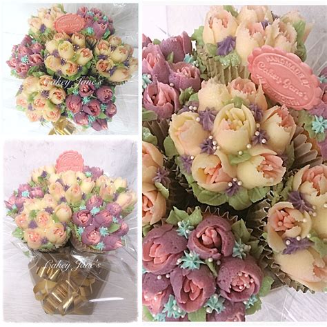 Buttercream Cupcake Bouquet Classic Vanilla 7 Hand Decorated Cupcakes