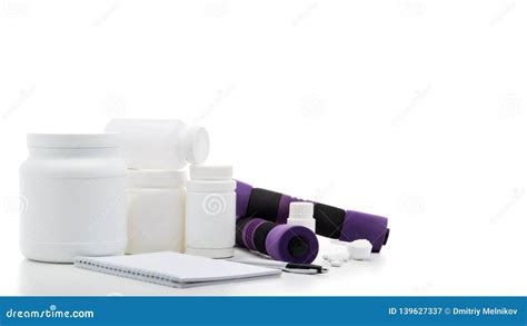 Sports Nutrition And Fitness Equipment Stock Image Image Of Pill