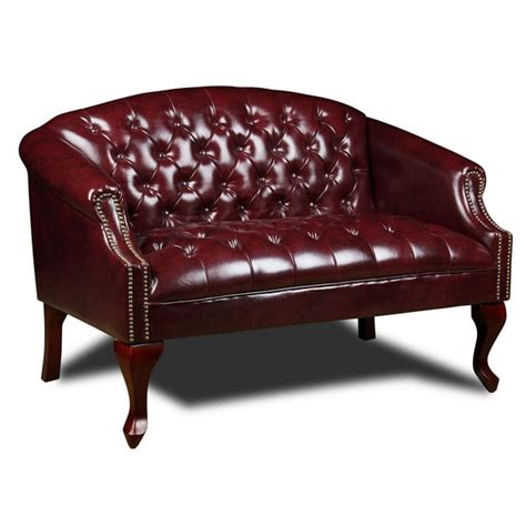 Boss Office And Home Oxblood Classic Traditional Button Tufted Loveseat