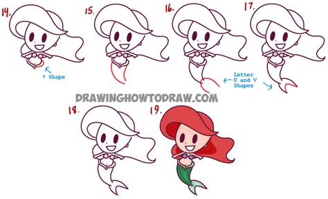 How To Draw Cute Baby Kawaii Chibi Ariel From Disneys The Little