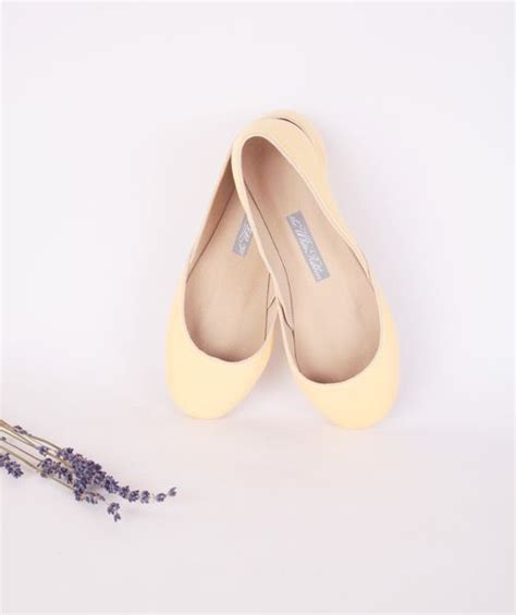 Up Cycled Leather Ballet Flats Butter Yellow By Thewhiteribbon