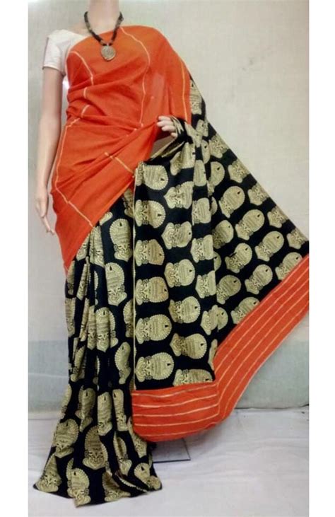By creating a platform where weavers can directly post their weaves online, we can now give everyone a glimpse of the weaver who crafted the weave. Orange Pure Printed Kesh Cotton Saree for Online Shopping ...
