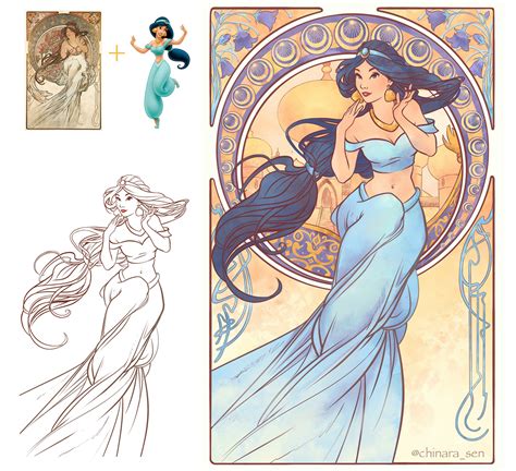 Disney Princesses In Art Nouveau On Behance