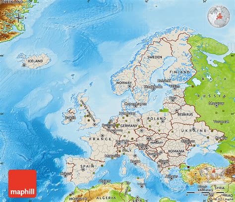 Shaded Relief Map Of Europe Physical Outside