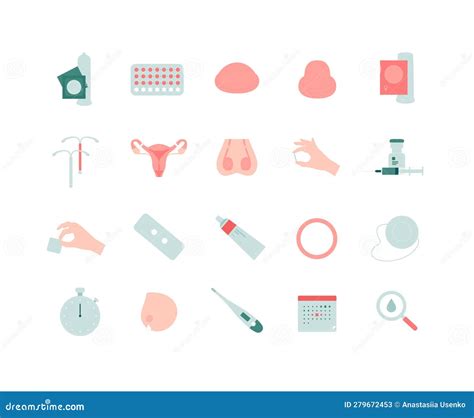 Contraception Method Infographic Icons Set Vector Flat Healthcare Color Icon Illustration