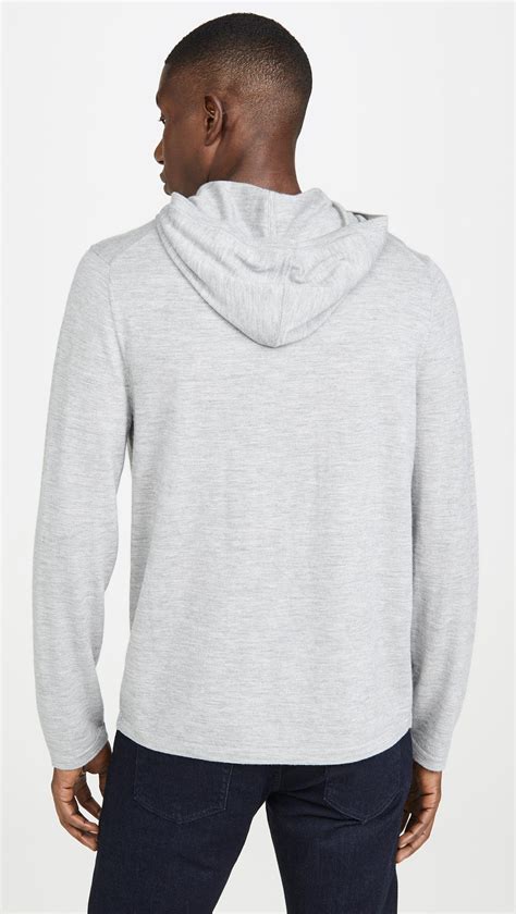 Vince Long Sleeve Pullover Cashmere Hoodie In Heather Grey Gray For