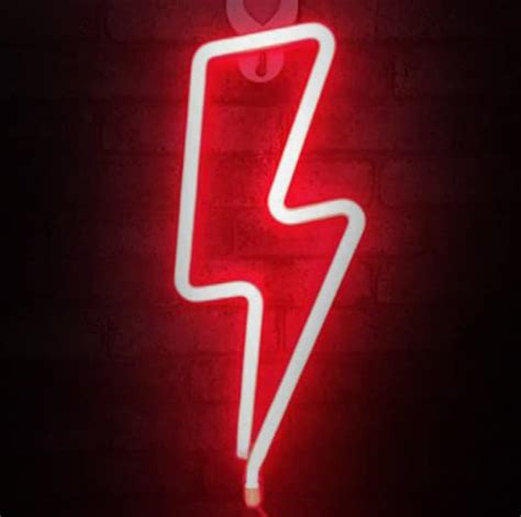 Led Neon Sign Red Lightning Bolt Neon Led Sign Lightning Etsy