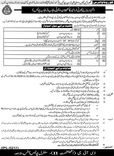 Punjab Police Constable Driver Jobs 2024 Application Form