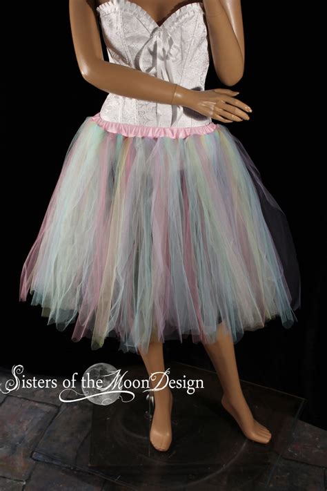 Pastel Rainbow Tutu Skirt Adult Streamer Style Pixie Spring Etsy
