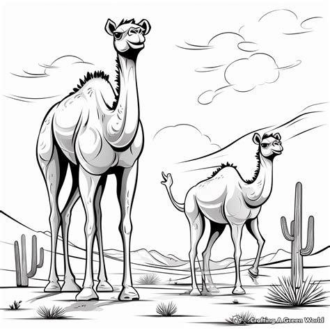 Camel In Desert Coloring Pages Free Printable