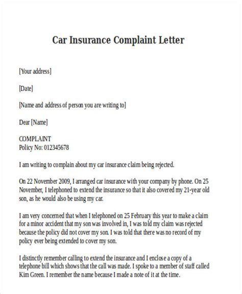 Sample Letter To Car Insurance Company Pay Claim