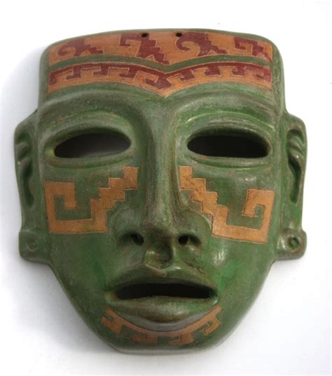 Aztec Mayan Tribal Mask In Forest Jade Green With Native Etsy