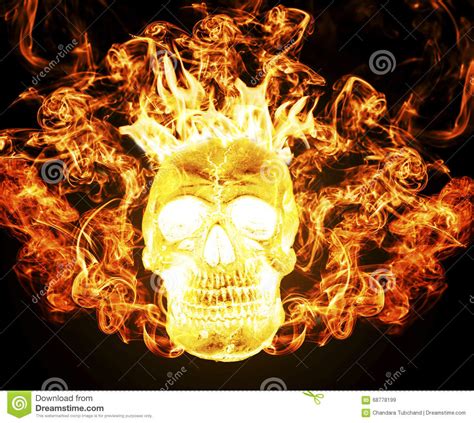 Human Skull On Fire From Hell Stock Illustration - Illustration of ...