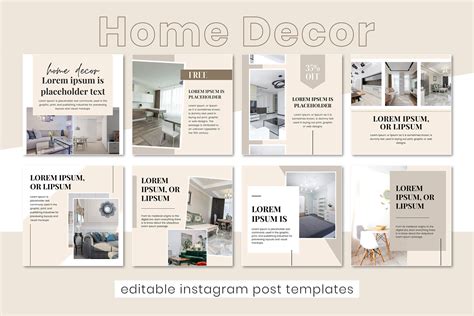 Home Decor Instagram Post Template Interior Design Post