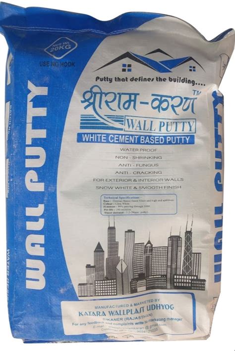 Shree Ramkaran 20 Kg White Cement Based Wall Putty For Exterior And