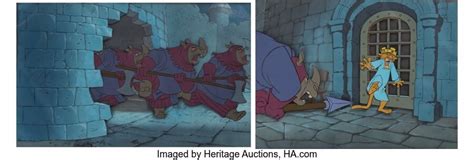 Robin Hood Prince John And Rhino Guards Production Cel Setup With Key Master Background Sequence